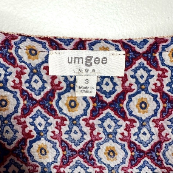 Umgee Burgundy Embroidered 3/4 Sleeves Boho Top Size Small - Picture 2 of 11